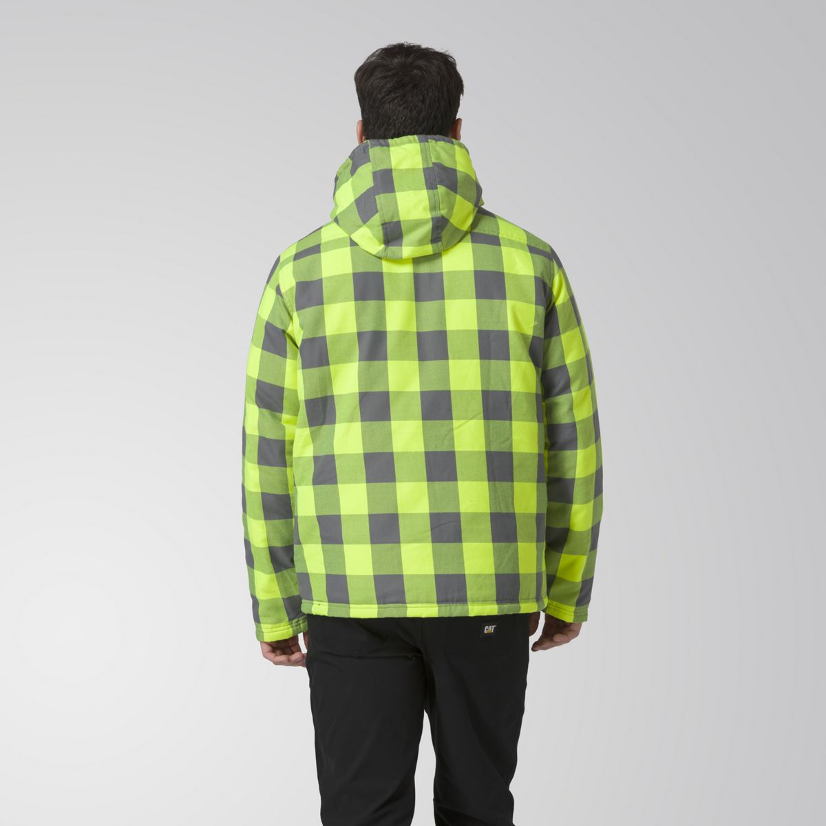 EV Hooded Flannel Shirt Jacket, Hi-Vis Yellow, dynamic 7