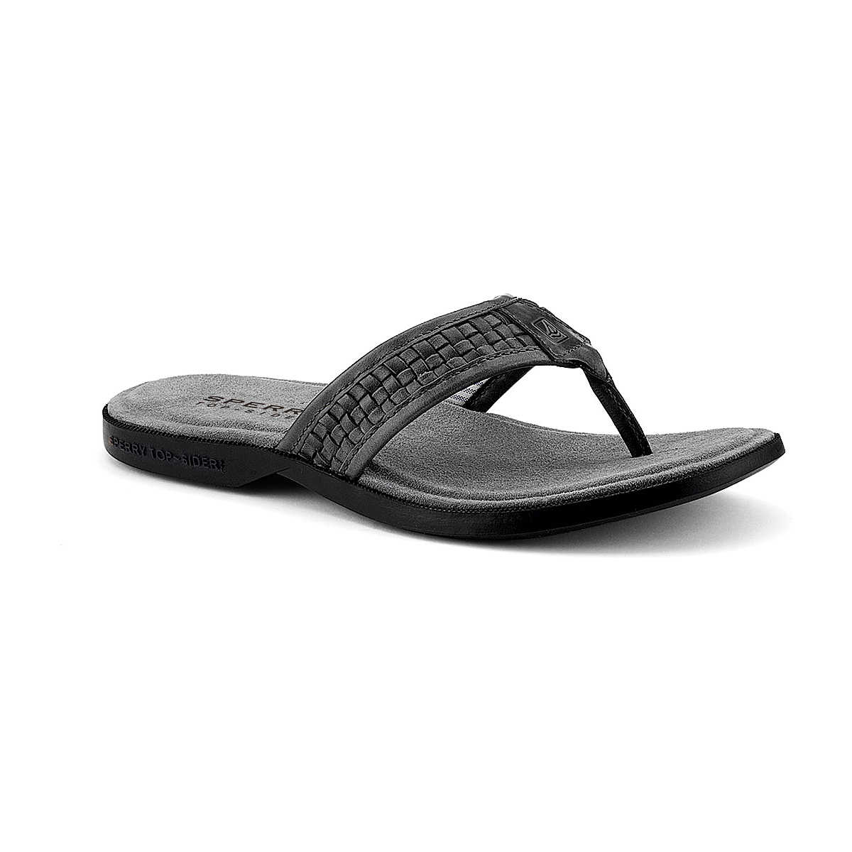 Boat Woven Thong Sandal, Gray Leather, dynamic 1