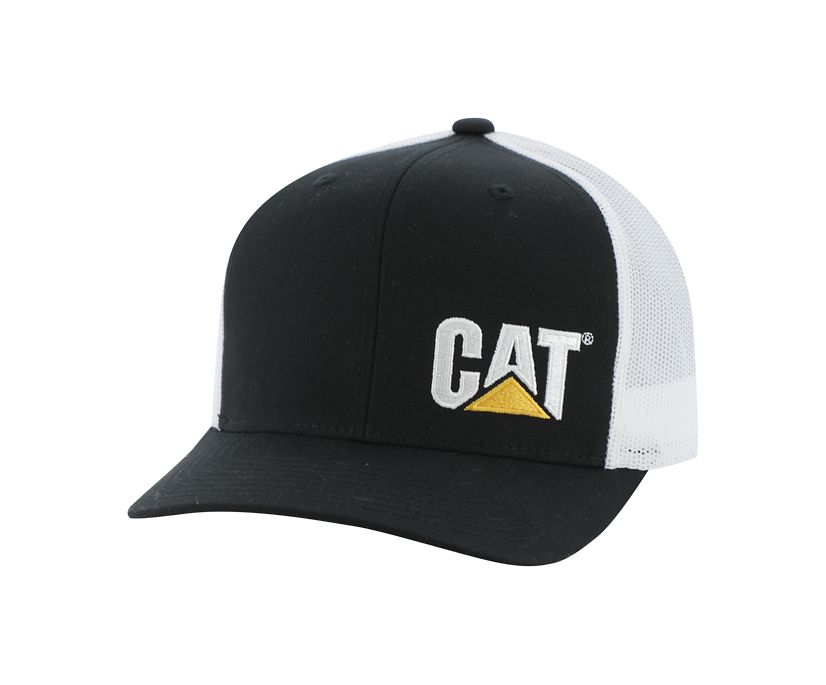 Cat Trademark Trucker Hat, Black, dynamic 1