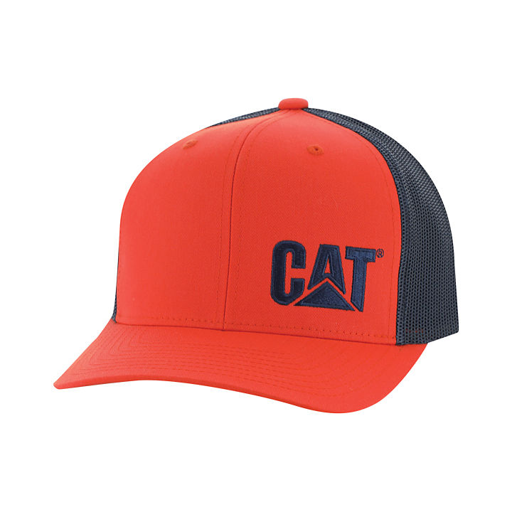 Cat Trademark Trucker Hat, Orange, dynamic