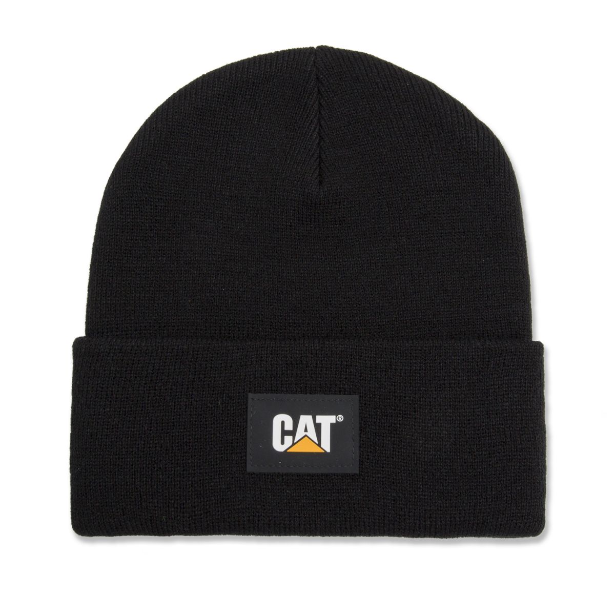 Cat Label Cuff Beanie, Black, dynamic