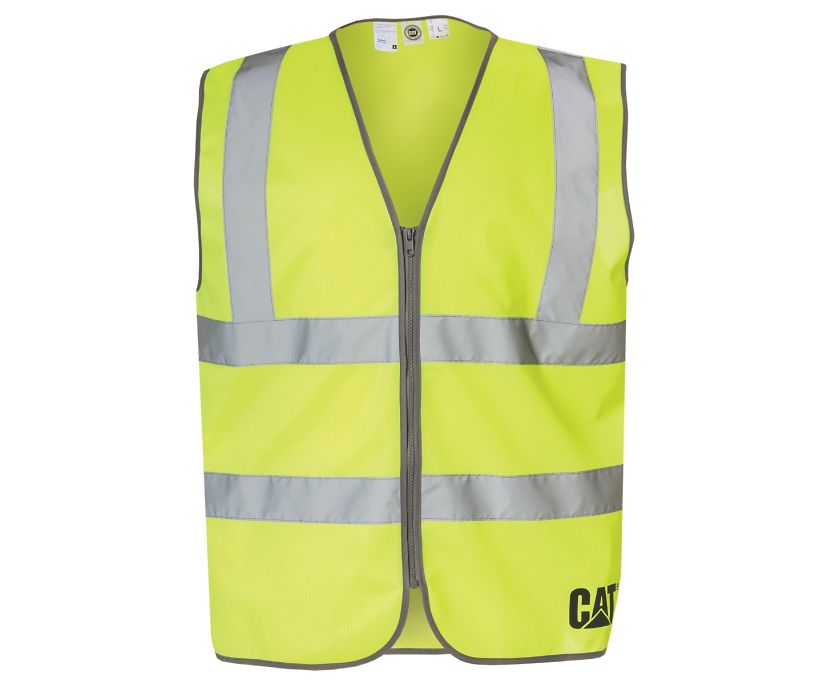 Hi-Vis Zip Vest, Bright Yellow, dynamic 1