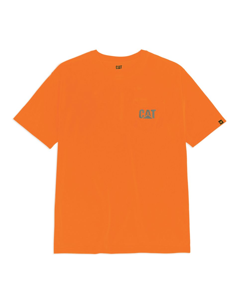 Hi-Vis Trademark Pocket Tee, Orange, dynamic 3