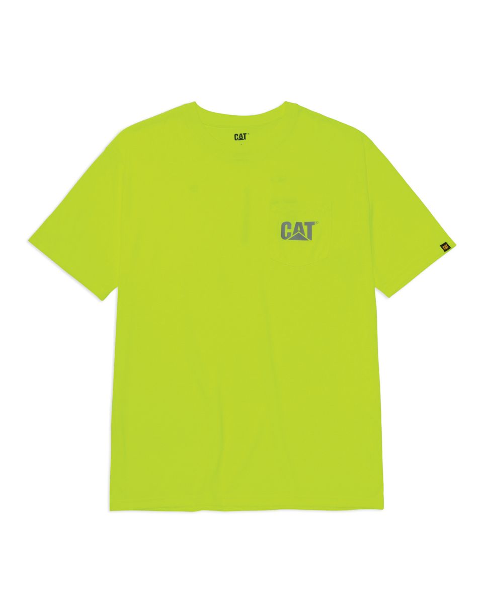 Hi-Vis Trademark Pocket Tee, Mens Yellow, dynamic 4