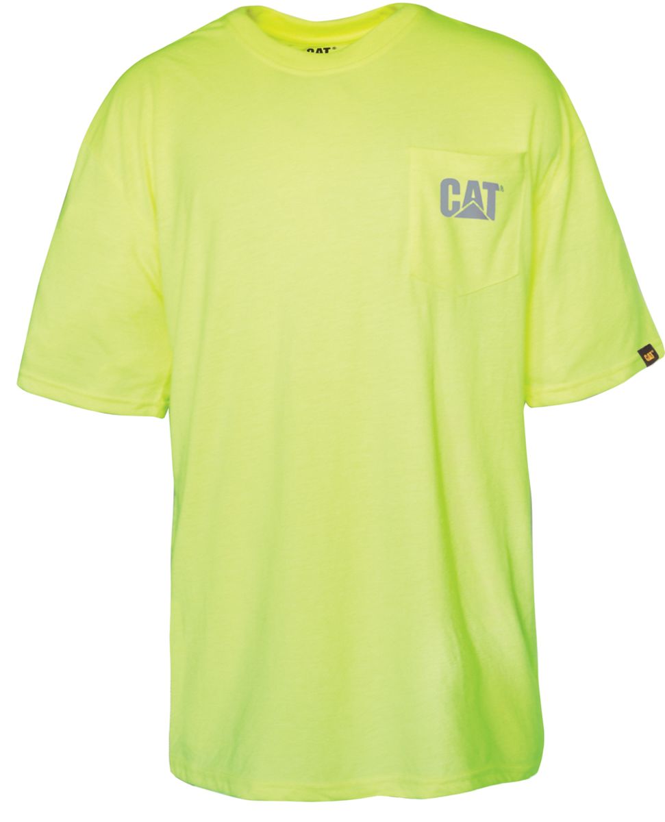 Hi-Vis Trademark Pocket Tee, Mens Yellow, dynamic