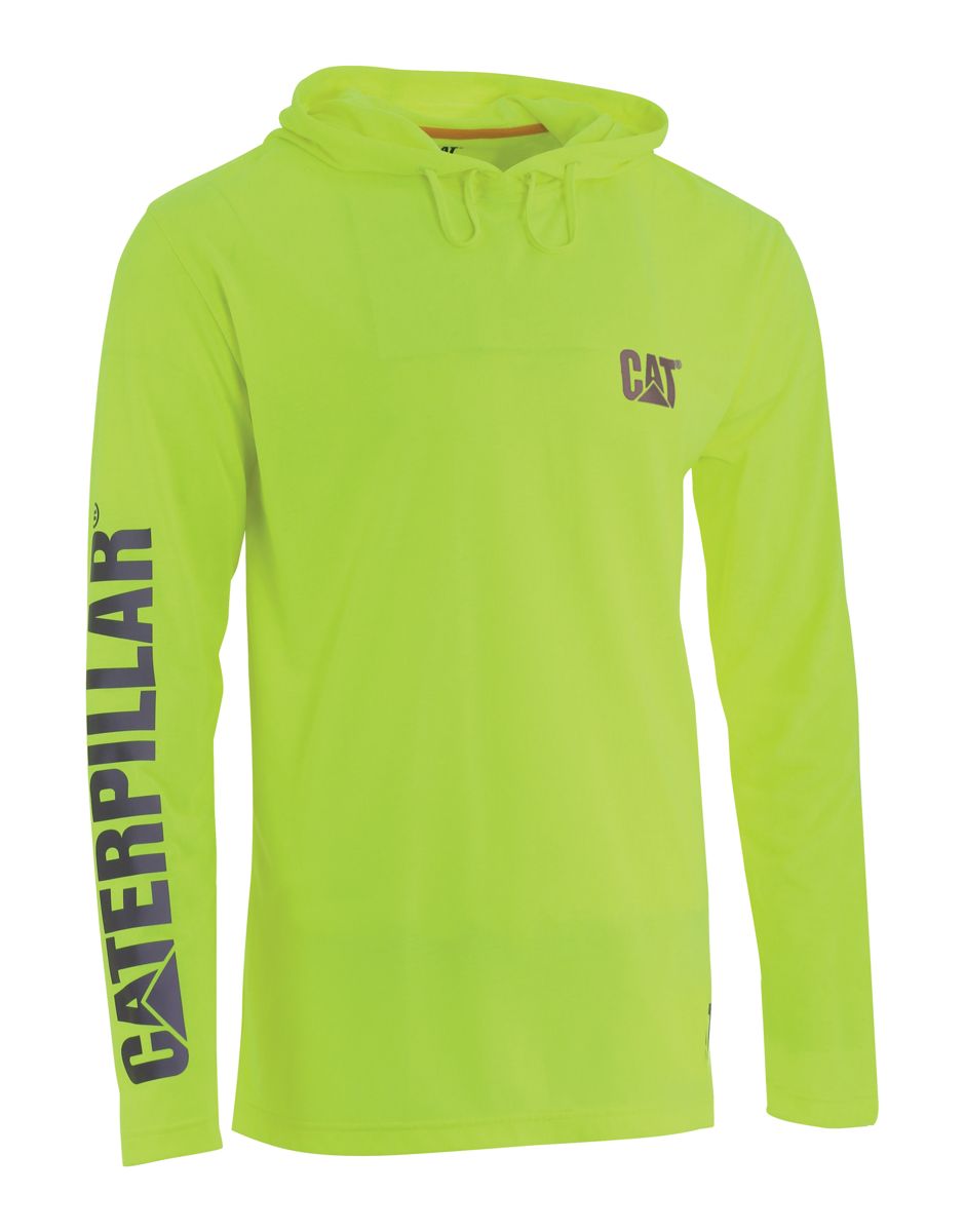 HiVis UPF Hooded Long Sleeve Tee, Yellow, dynamic 1