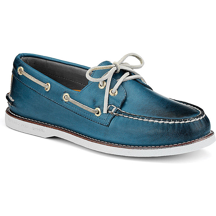 Gold Cup Authentic Original Burnished Leather 2-Eye Boat Shoe, Blue Burnished Leather, dynamic