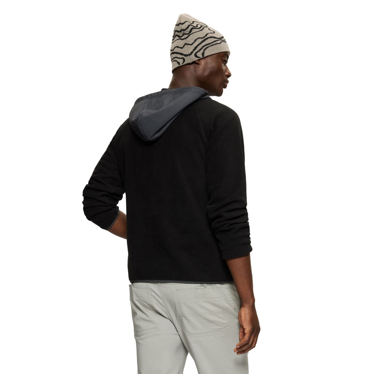 1/4 Zip Hooded Fleece, Black, dynamic 3