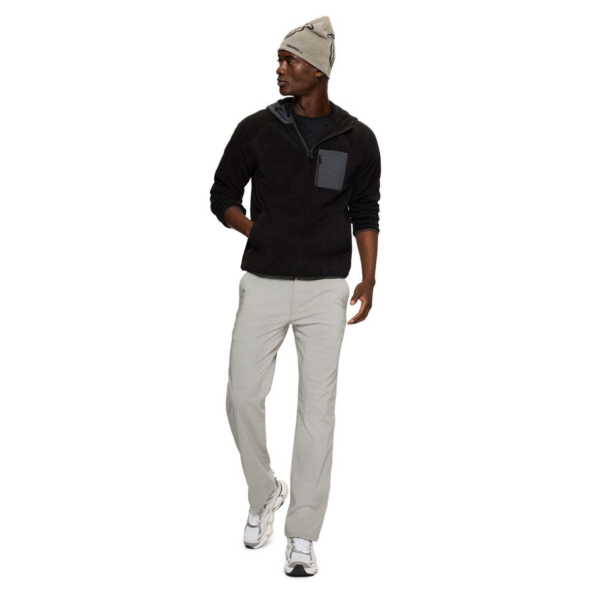 1/4 Zip Hooded Fleece, Black, dynamic 4