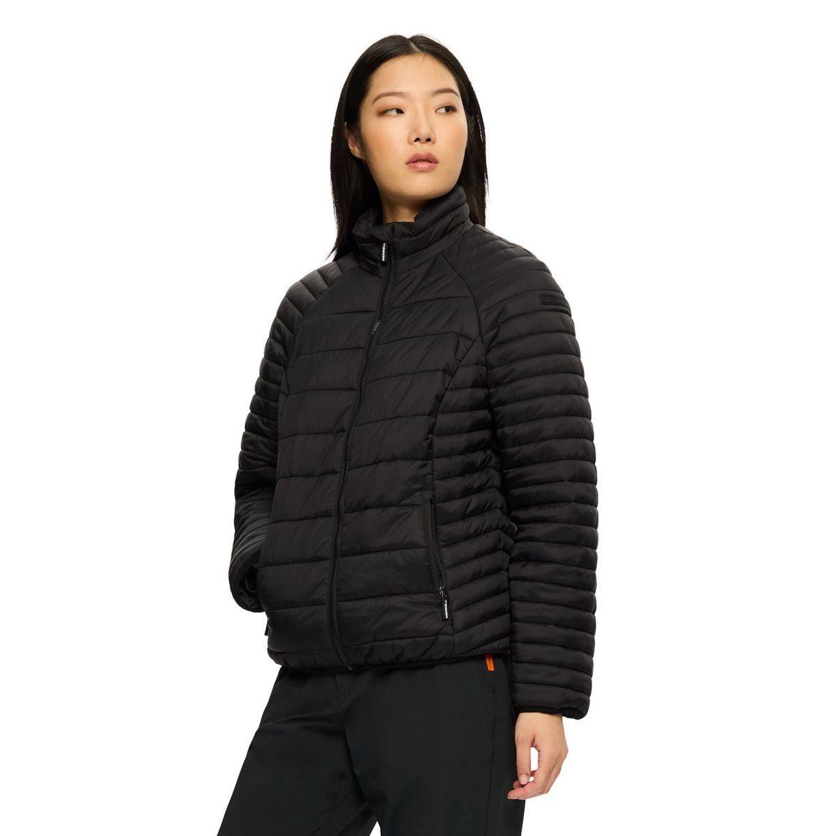 Connie Super Lightweight Mock Neck Puffer Jacket, Black, dynamic 2