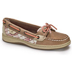 Angelfish Slip-On Boat Shoe, Linen / Coral Plaid Sequins, dynamic 1