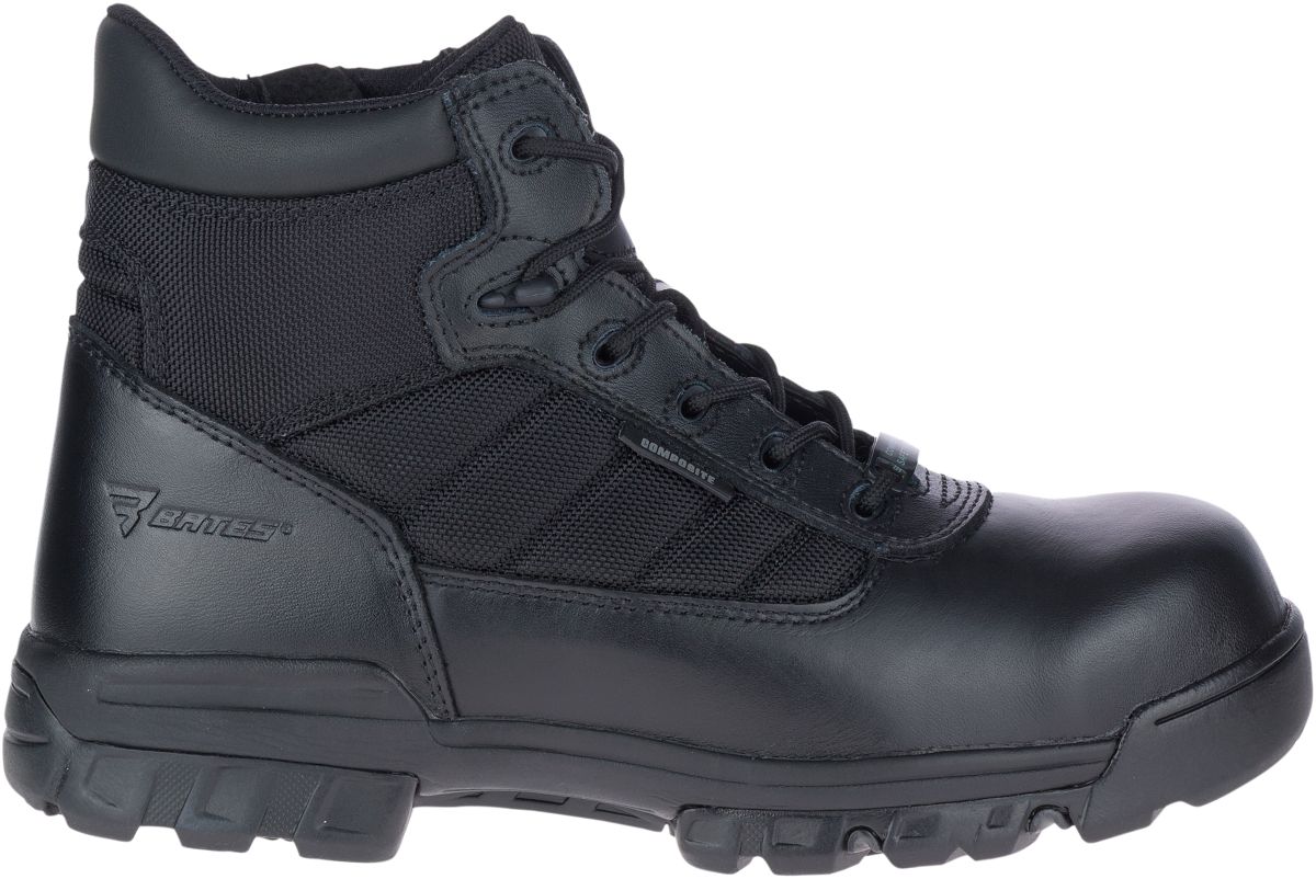 black work boots with side zipper