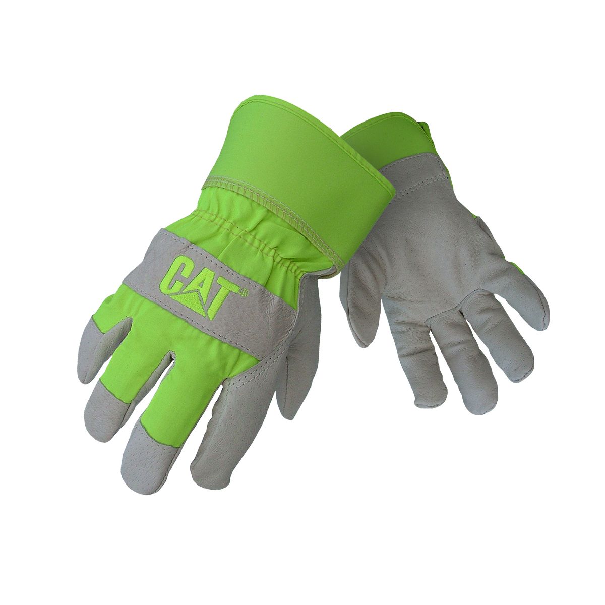 Hi Vis Leather Palm Glove, Yellow, dynamic