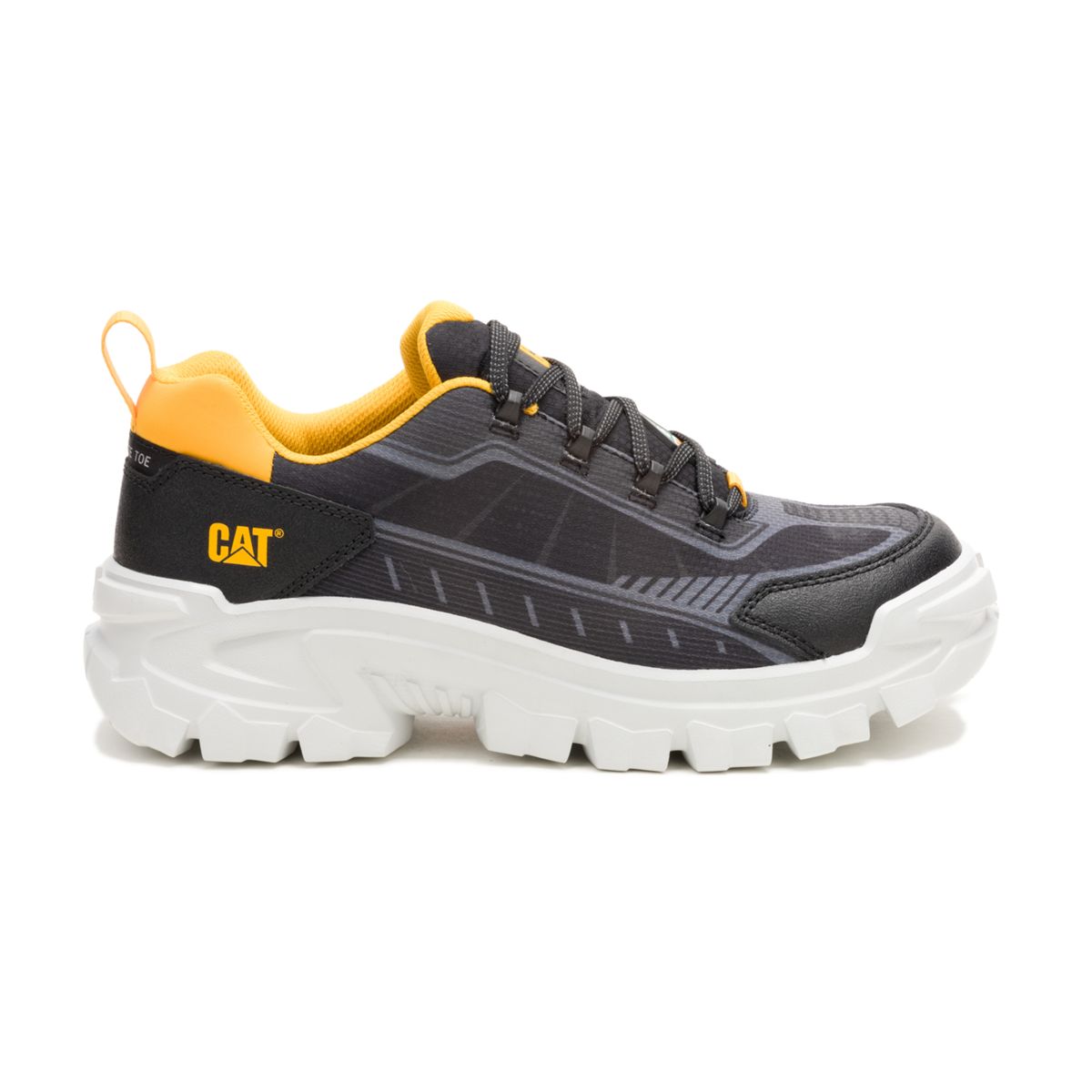 Invader Sport Lo Mesh Composite Toe CSA Work Shoe, Black | Cat Yellow, dynamic 1