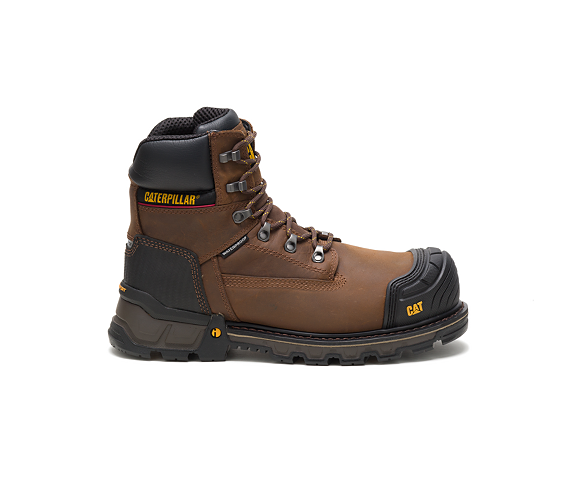 CATERPILLAR CAT Safety Work Boots Honey Black Brown Leather Steel Toe 6-13 UK 
