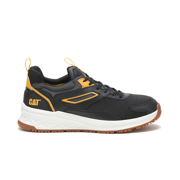Streamline Runner Carbon Composite Toe Work Shoe, Black/Cat Yellow, dynamic