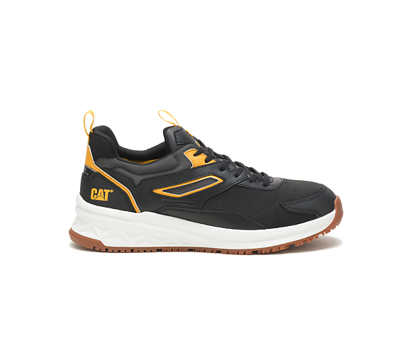 Streamline Runner Carbon Composite Toe Work Shoe, Black/Cat Yellow, dynamic