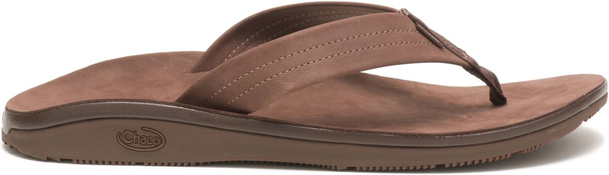 Men's - Leather Flip Flops in Brown