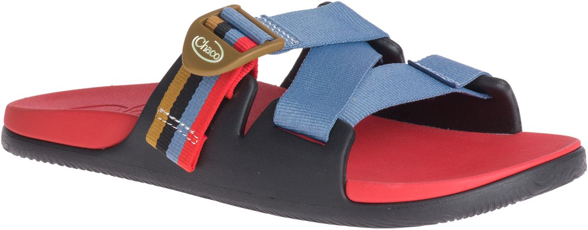 red and black chacos
