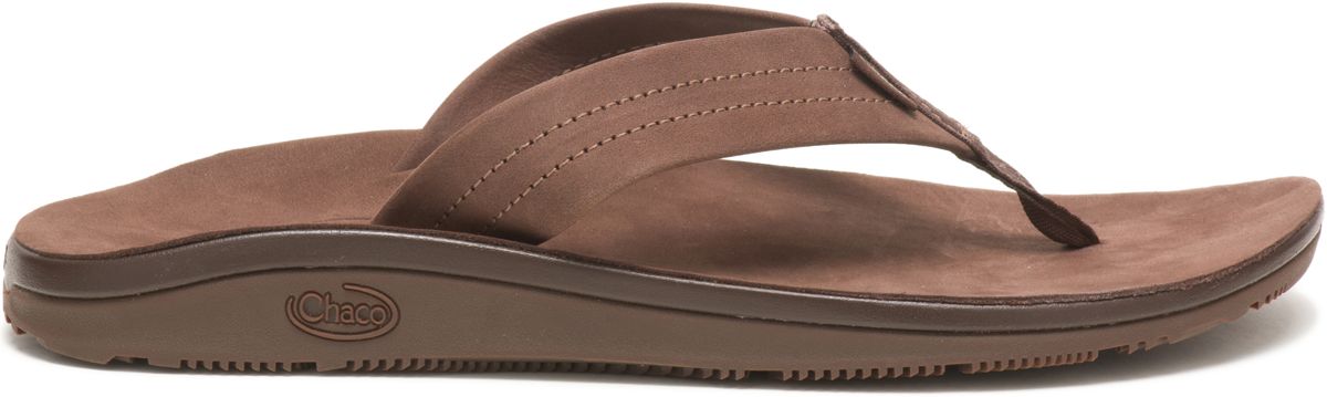 Leather Classic Flip Flop, Dark Brown, dynamic 1