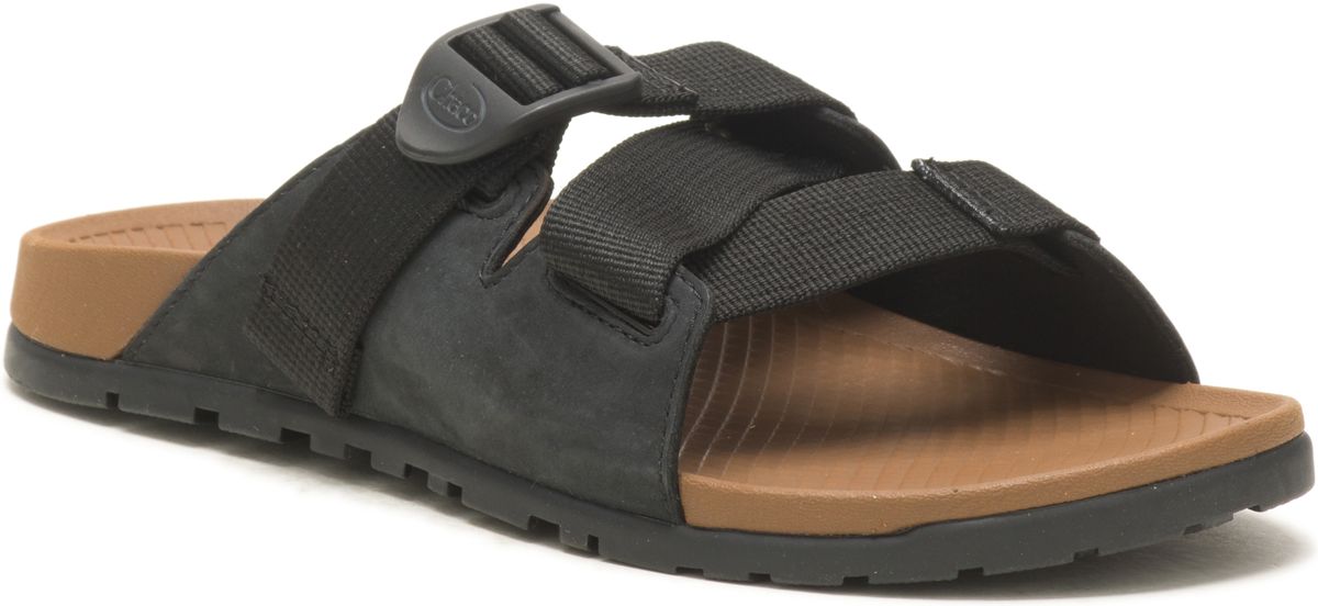 Lowdown Leather Slide, Black, dynamic 2