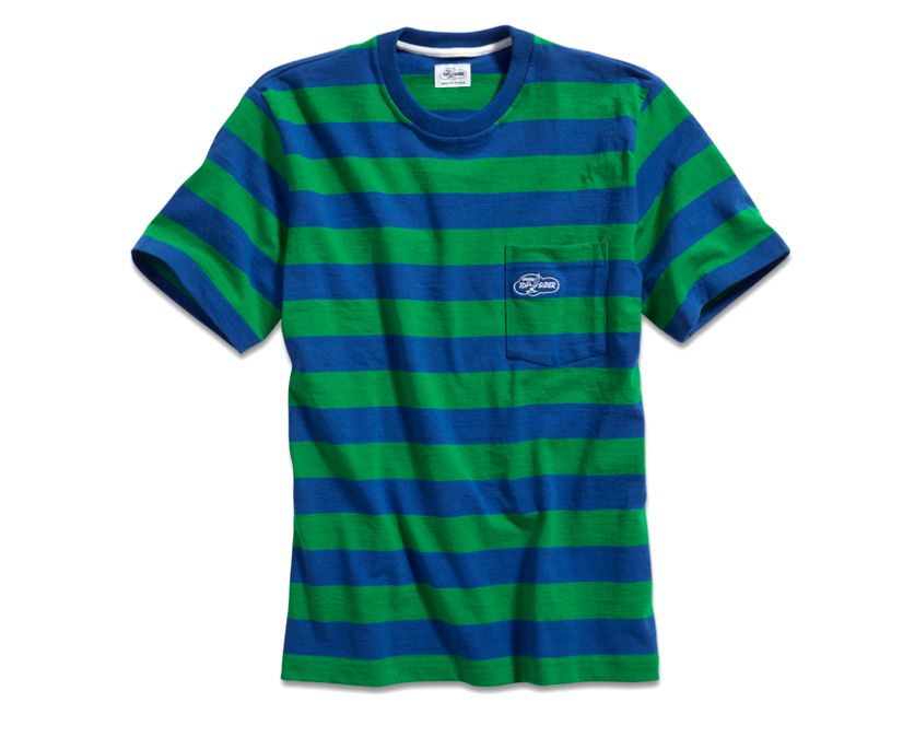 Cloud Rugby Stripe Pocket T-Shirt, Blue/Green, dynamic 1