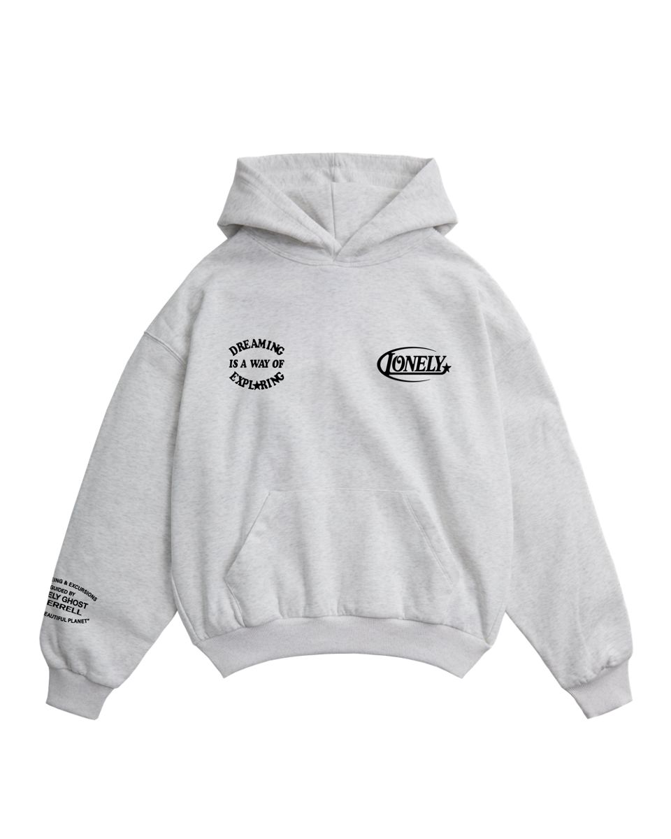 Merrell X Lonely Ghost We Should Get Lost Somewhere Hoodie, Heather Grey, dynamic