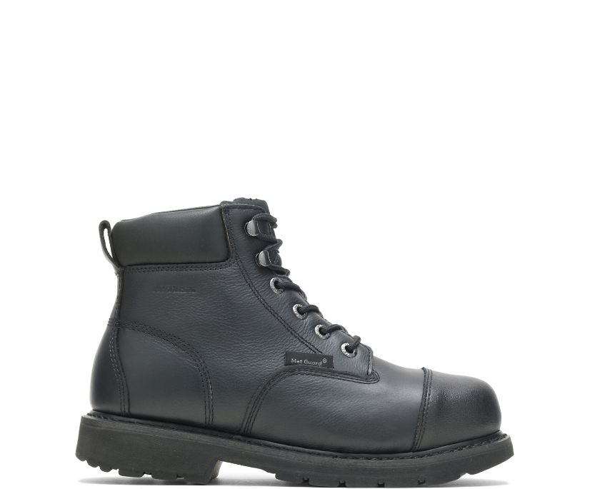 Brone Waterproof Metatarsal Guard Steel Toe 6" Work Boot, Black, dynamic 1