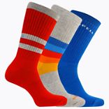 Day Hiker Wool Cushioned Crew Sock 3-Pack, Red Assorted, dynamic 1