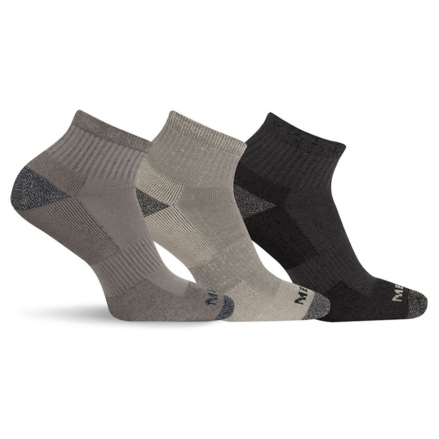 Cushioned Quarter Sock 3-Pack, Grey, dynamic 1