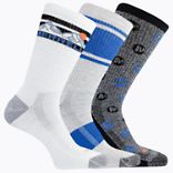 Repreve® Hiker Crew Sock 3-Pack, Blue Assorted, dynamic 1