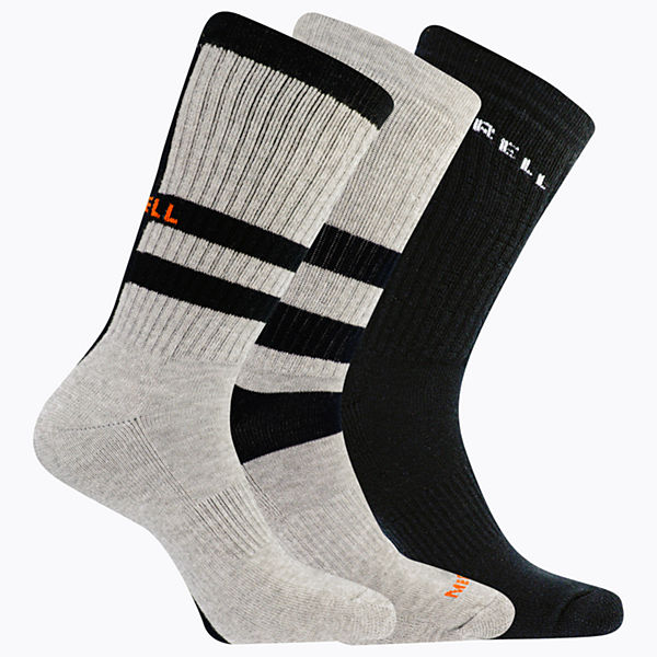Day Hiker Wool Cushioned Crew Sock 3 Pack, Black Assorted, dynamic