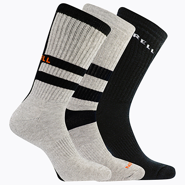 Day Hiker Wool Cushioned Crew Sock 3-Pack, Black Assorted, dynamic
