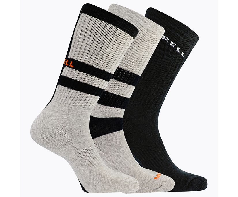 Day Hiker Wool Cushioned Crew Sock 3-Pack, Black Assorted, dynamic 1