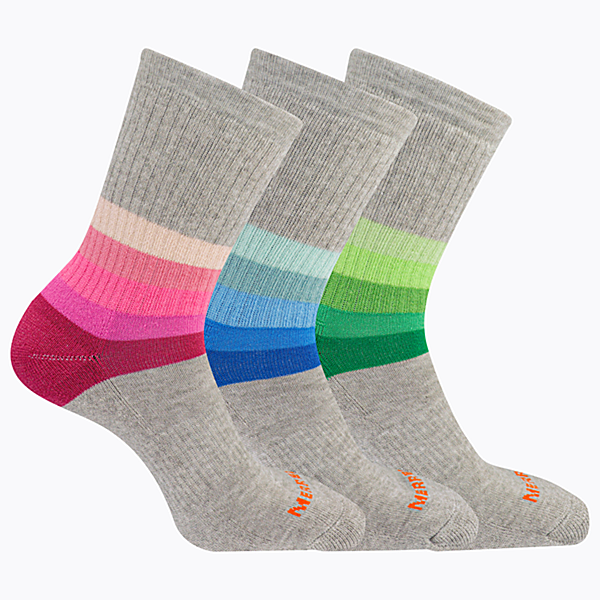 Day Hiker Wool Cushioned Crew Sock 3-Pack, Gray Assorted, dynamic