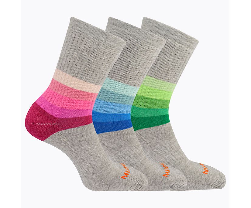 Day Hiker Wool Cushioned Crew Sock 3-Pack, Gray Assorted, dynamic 1