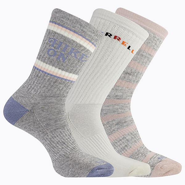 Day Hiker Wool Cushioned Crew Sock 3-Pack, Lavender Assorted, dynamic