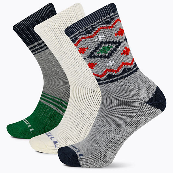 Holiday Thermal Wool Blend Crew 3 Pack Sock, Blue Assorted, dynamic