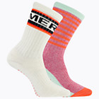 Brushed Crew Sock 2 Pack, Coral, dynamic 1