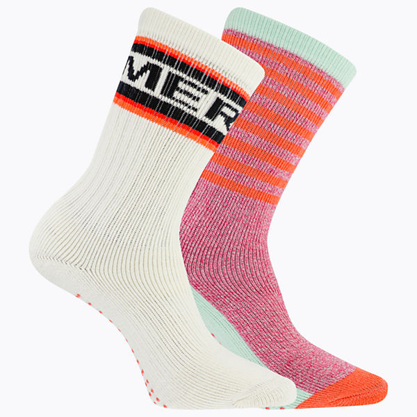 Brushed Crew Sock 2 Pack, Coral, dynamic