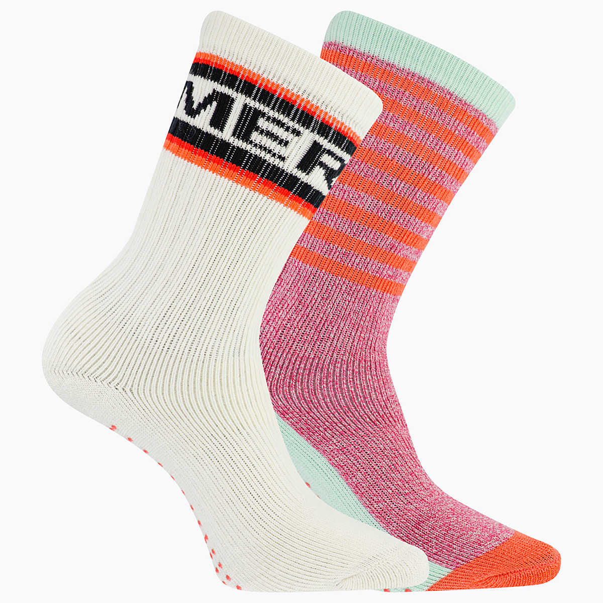 Brushed Crew Sock 2 Pack, Coral, dynamic 1