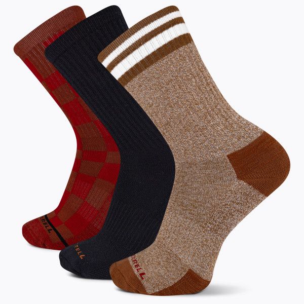 Wool Everyday Crew Sock 3 Pack, Brown Assorted, dynamic