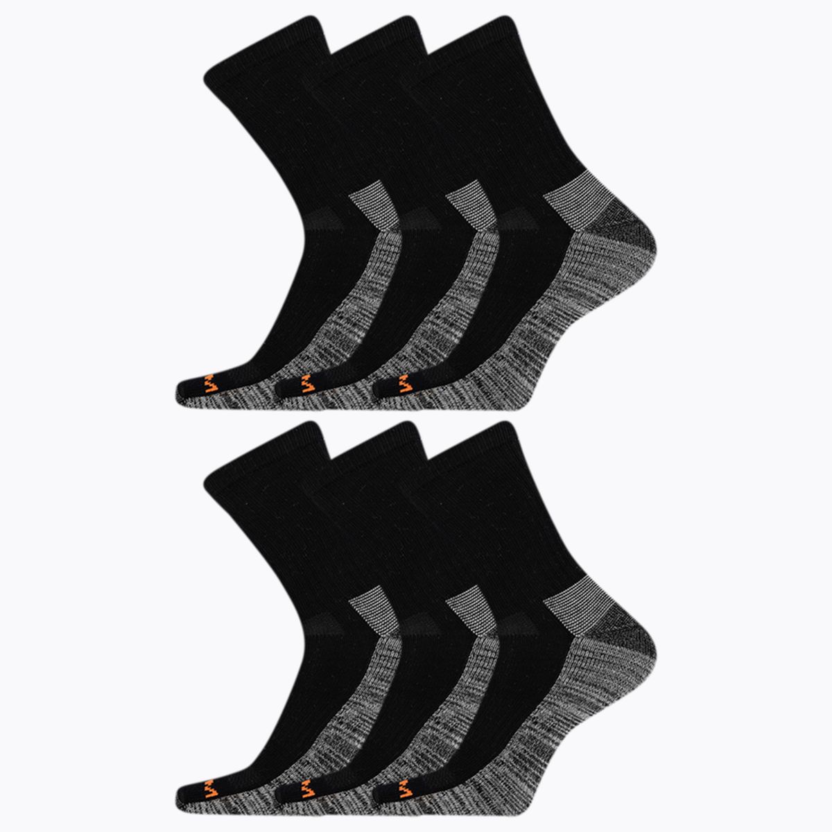 Work Crew Sock 6 Pack, Black, dynamic