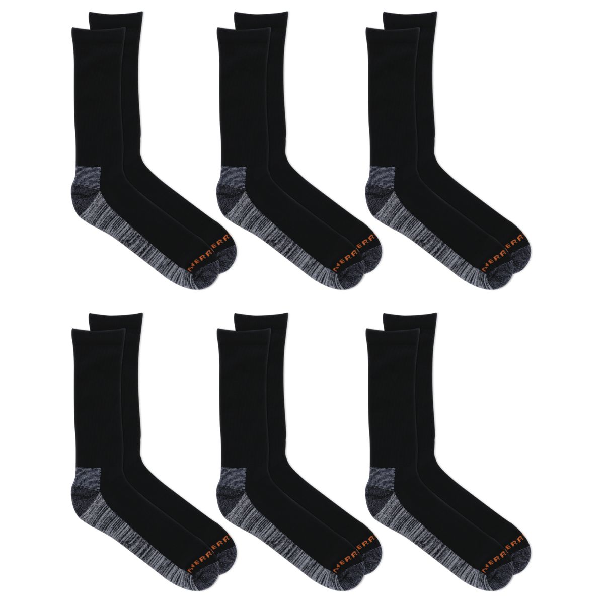 Work Crew Sock 6 Pack, Black, dynamic 2