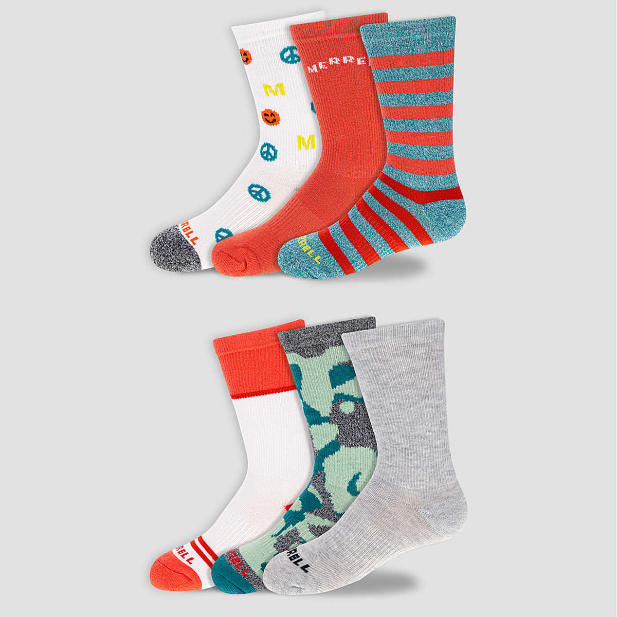 Everyday Crew Sock 6-Pack, Teal Assorted, dynamic 1