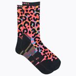Cushioned Trail Runner Leopard Print Crew Sock, Pink, dynamic 3
