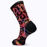 Cushioned Trail Runner Leopard Print Crew Sock, Pink, dynamic 2