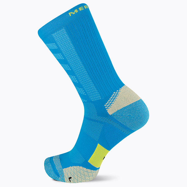 Cushion Trail Runner Crew Sock, Blue Multi, dynamic