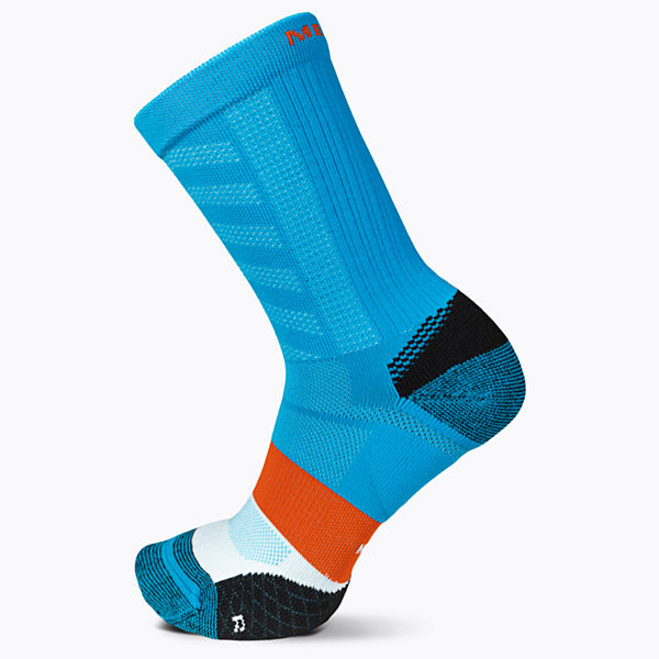 Cushion Trail Runner Crew Sock, Bright Blue, dynamic