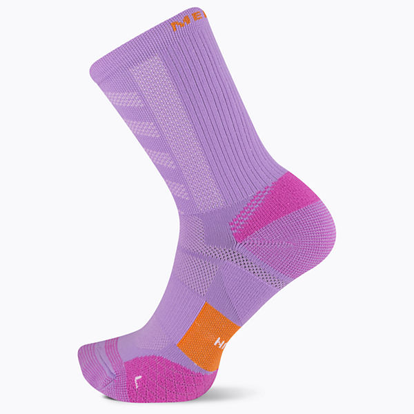Cushion Trail Runner Crew Sock, Purple, dynamic